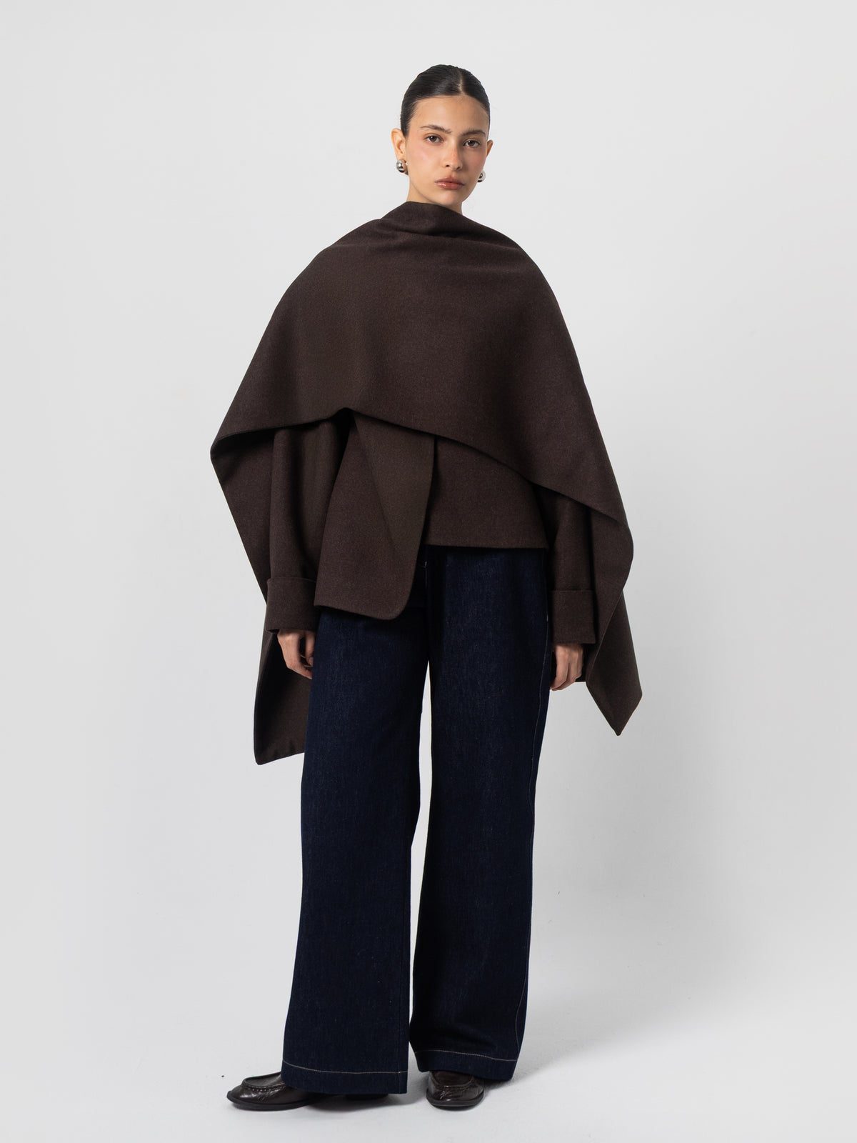 Teddi Brown Wool Jacket with Scarf