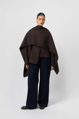 Teddi Brown Wool Jacket with Scarf