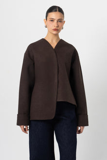 Teddi Brown Wool Jacket with Scarf