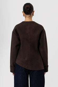 Teddi Brown Wool Jacket with Scarf