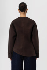 Teddi Brown Wool Jacket with Scarf