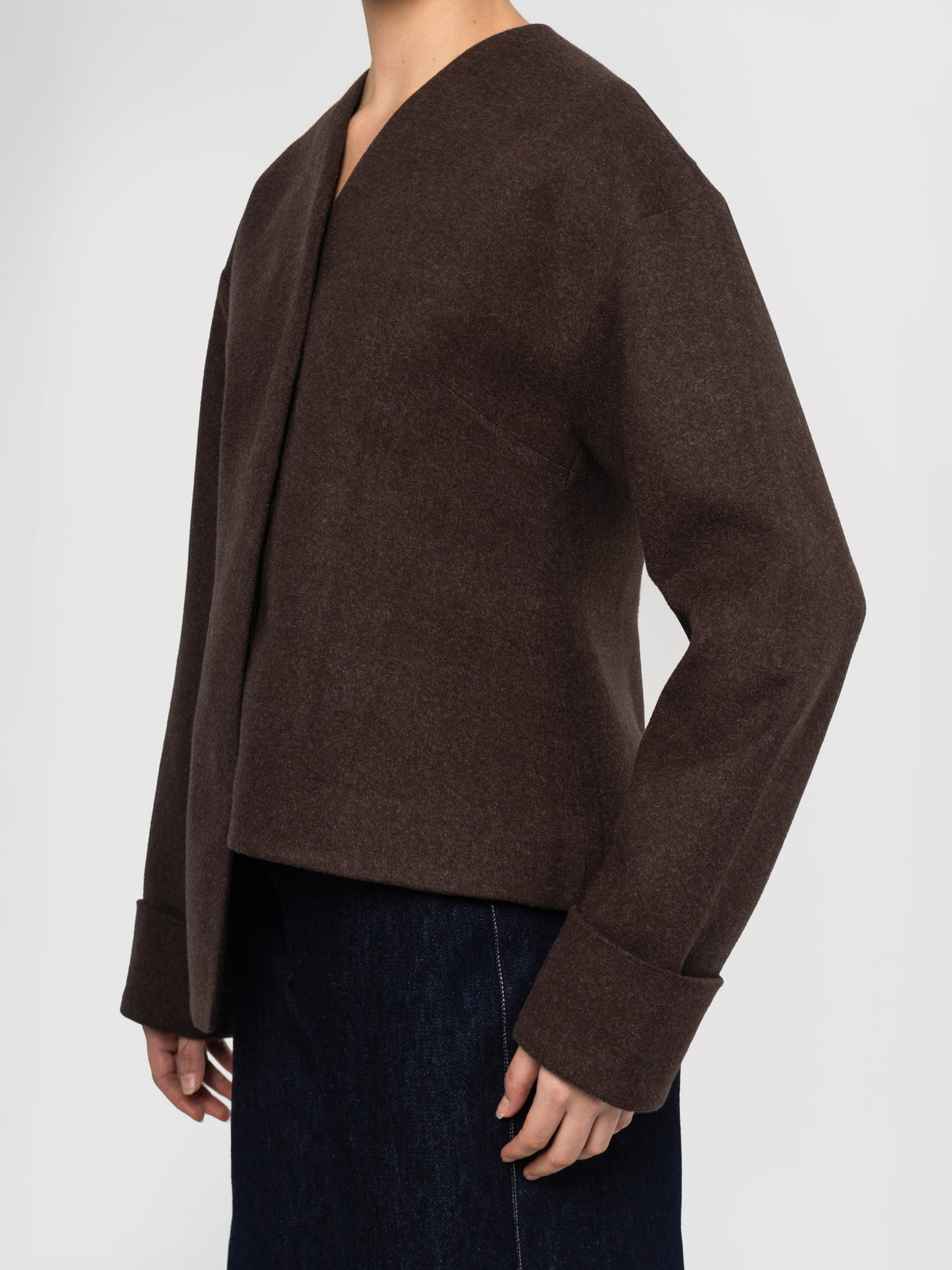 Teddi Brown Wool Jacket with Scarf