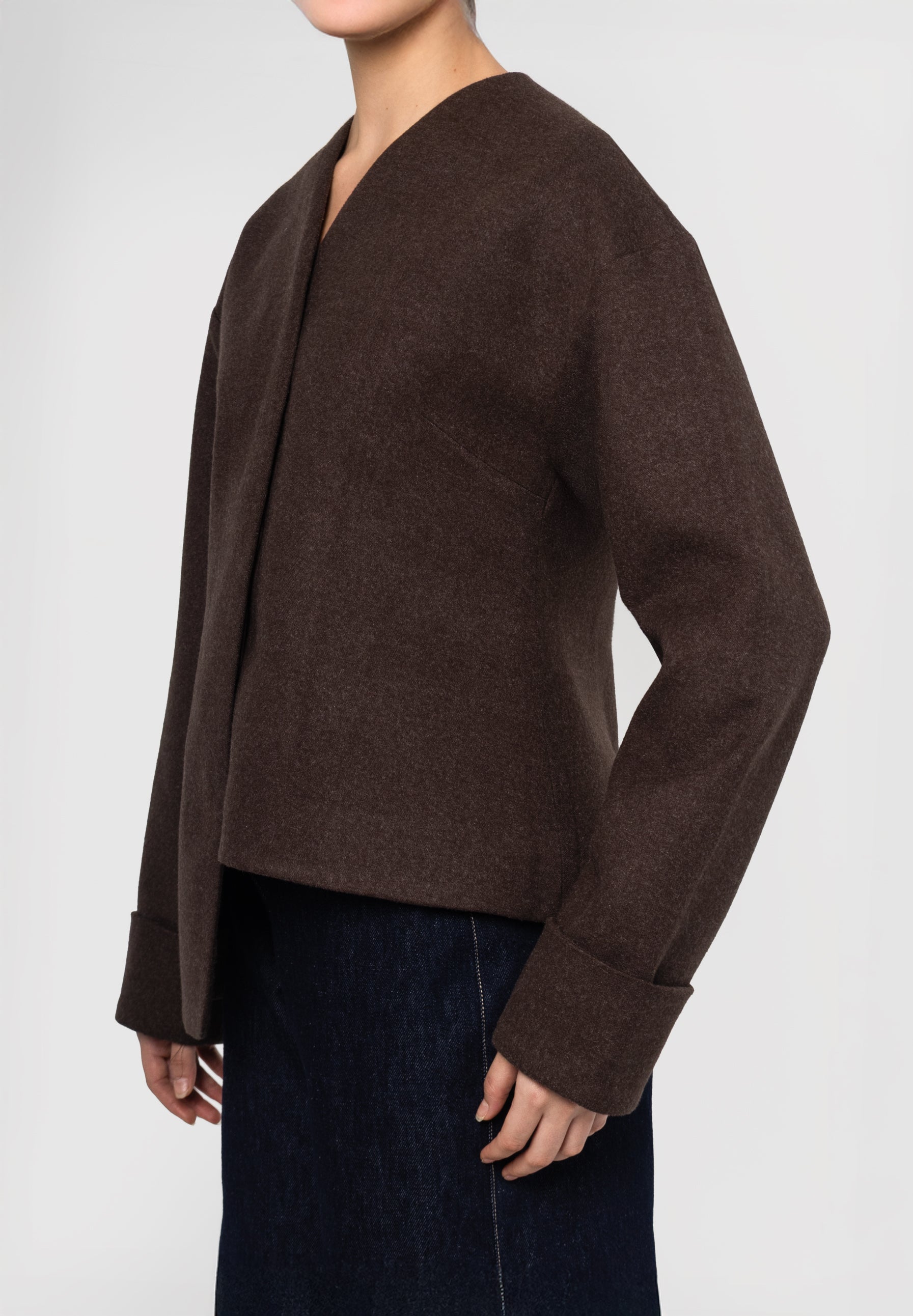 Teddi Brown Wool Jacket with Scarf