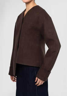 Teddi Brown Wool Jacket with Scarf