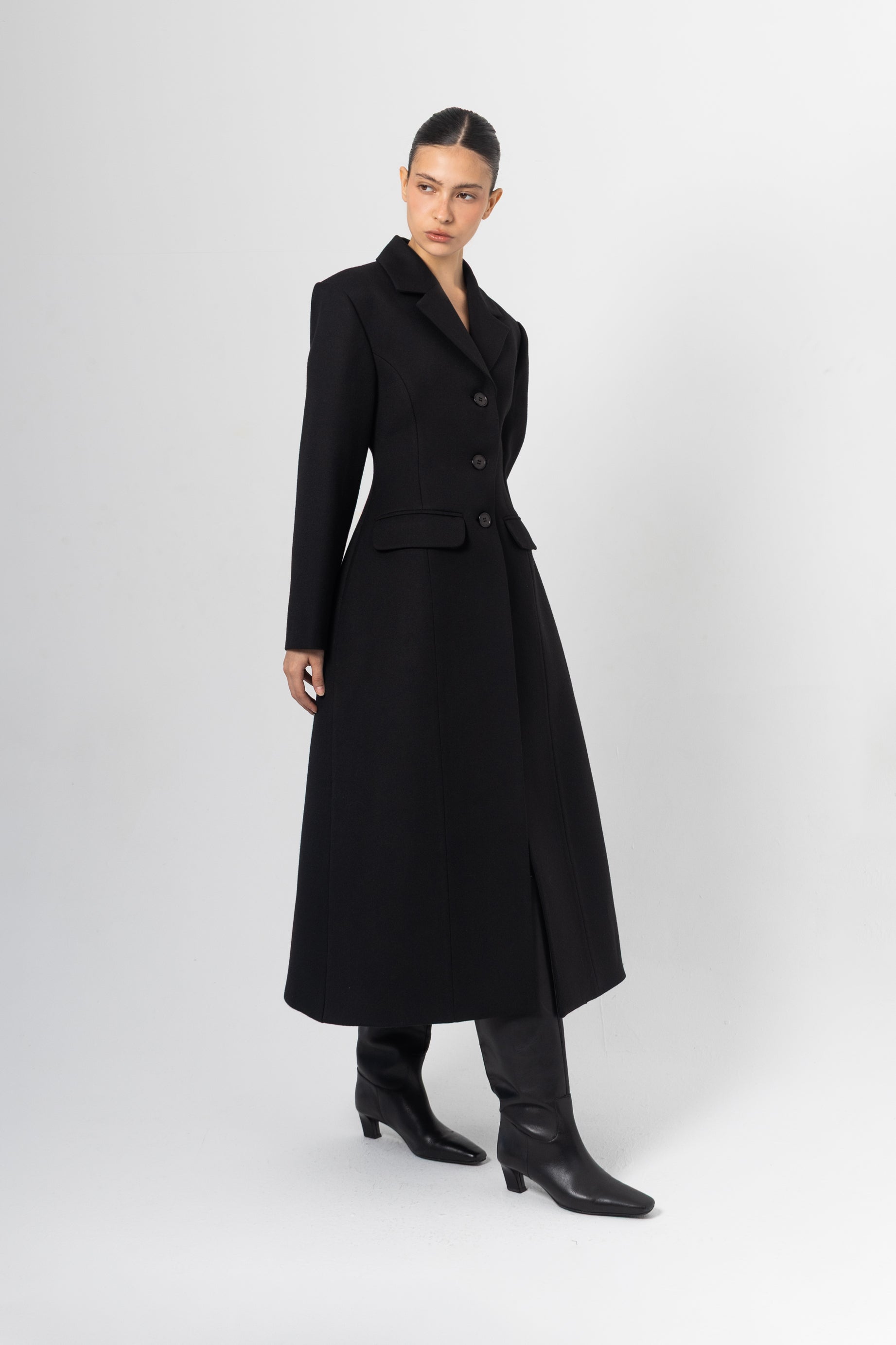 Structa Black Wool Coat