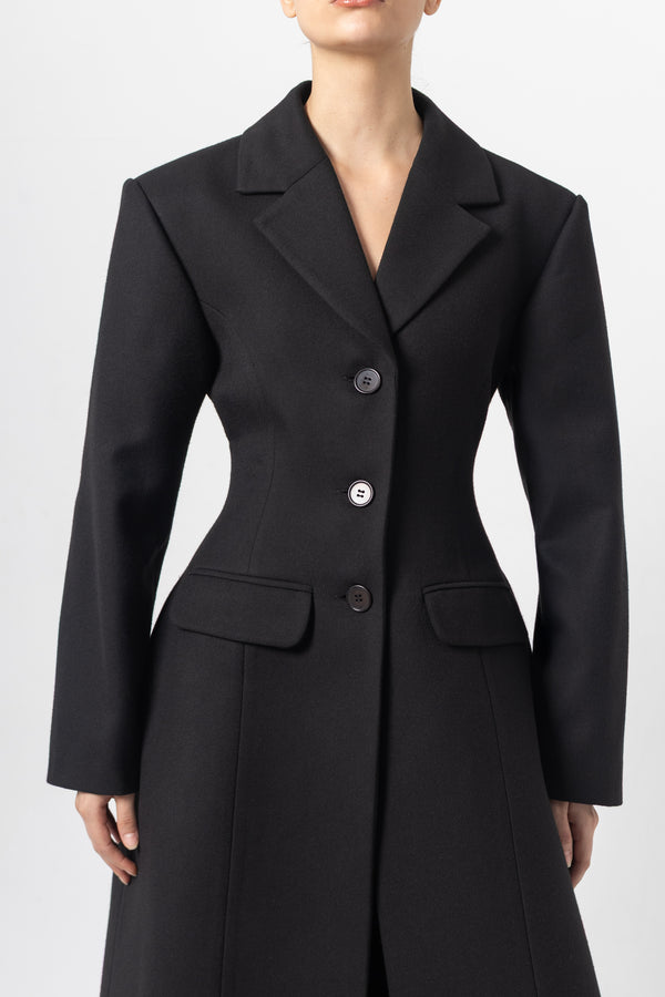 Structa Black Wool Coat