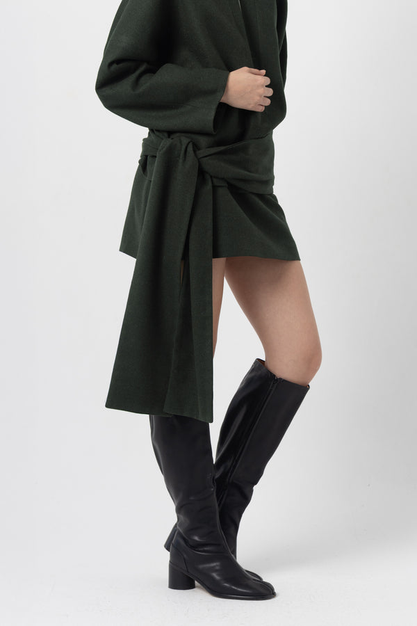 Slate Green Wool Mini Skirt