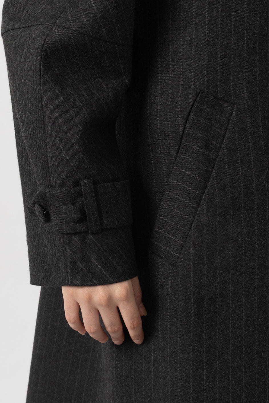 Frame Grey Striped Wool Coat