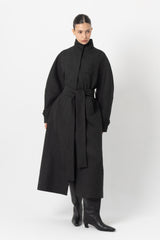 Frame Grey Striped Wool Coat