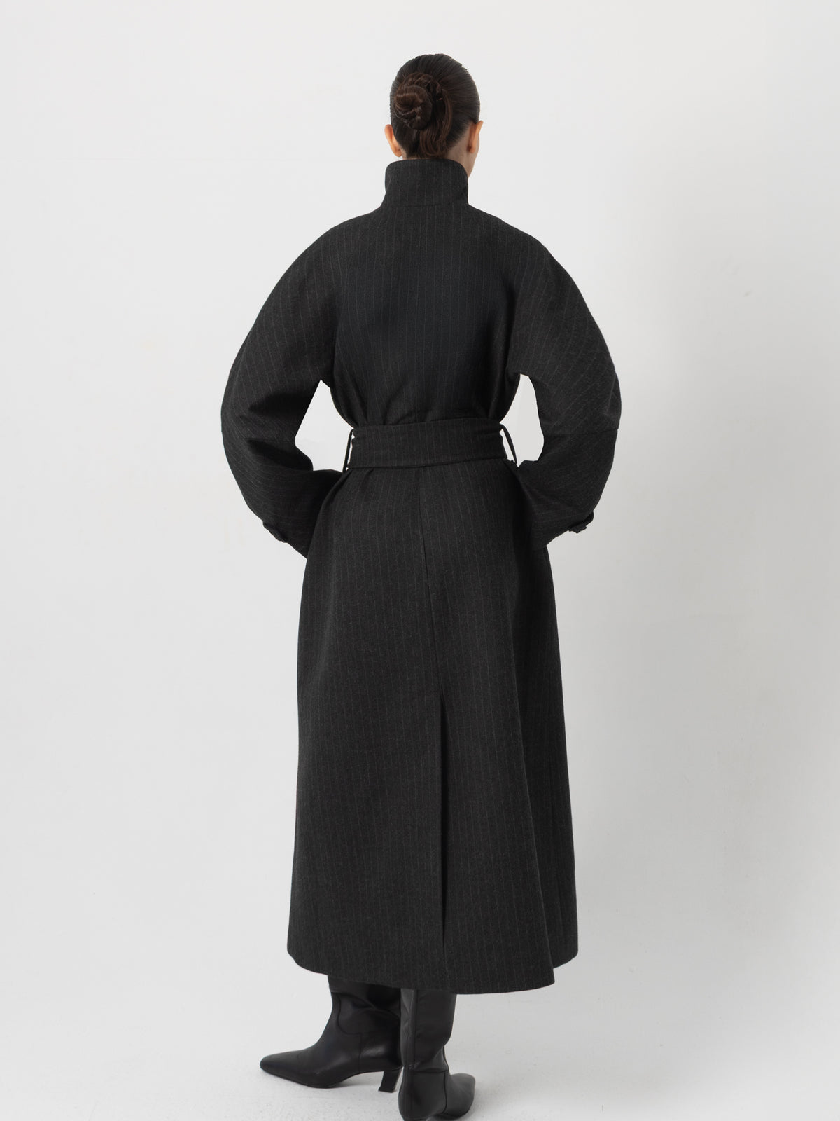 Frame Grey Striped Wool Coat