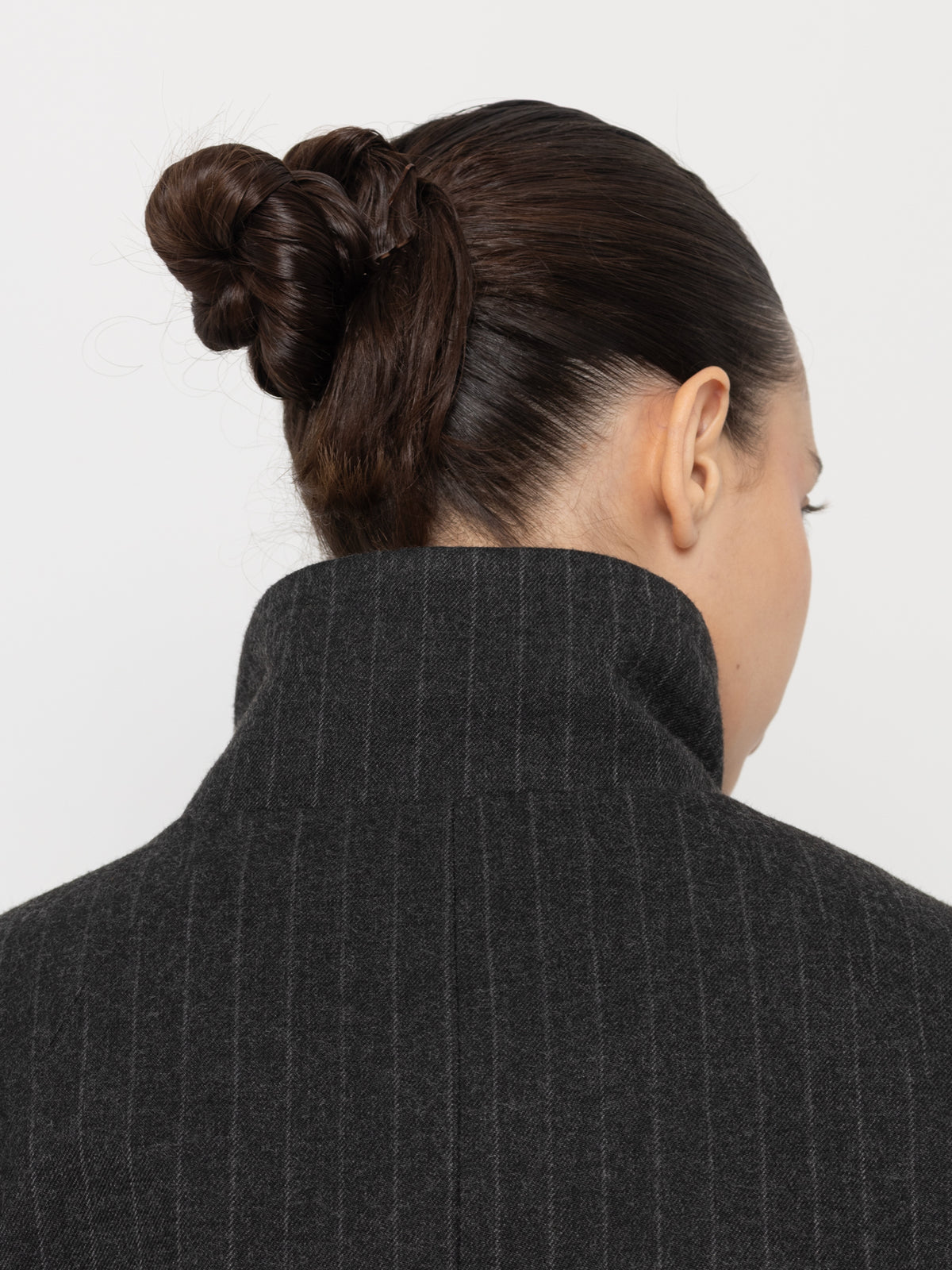 Frame Grey Striped Wool Coat