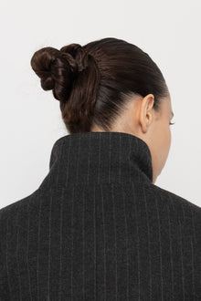 Frame Grey Striped Wool Coat
