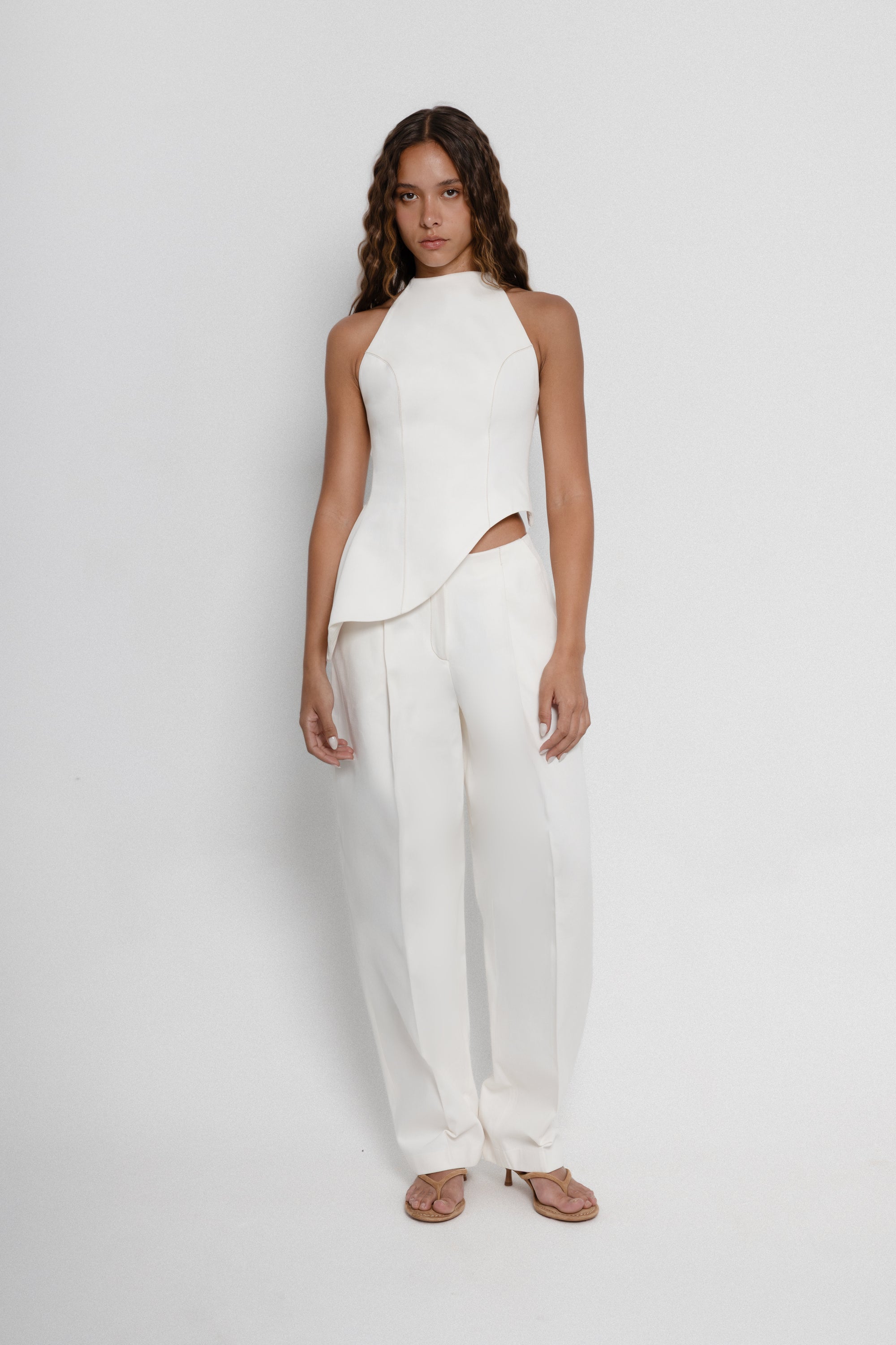 Angular White Denim Top