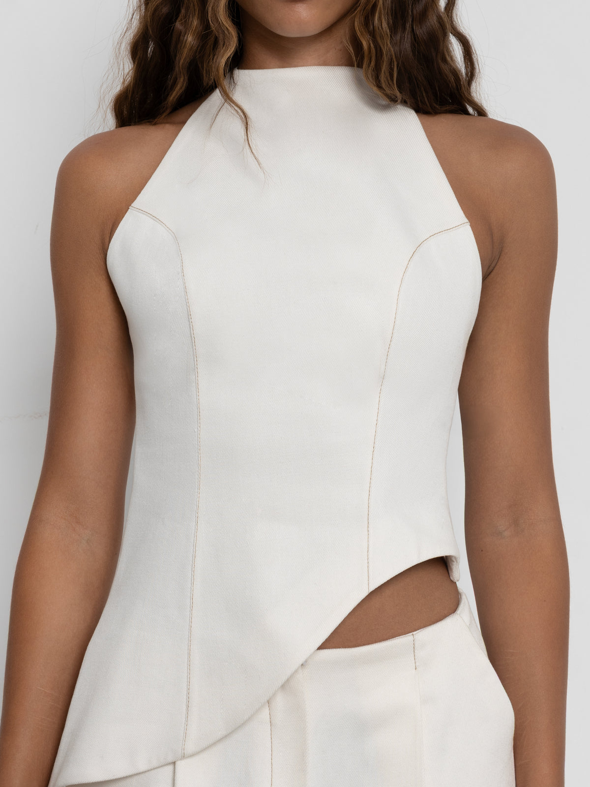 Angular White Denim Top
