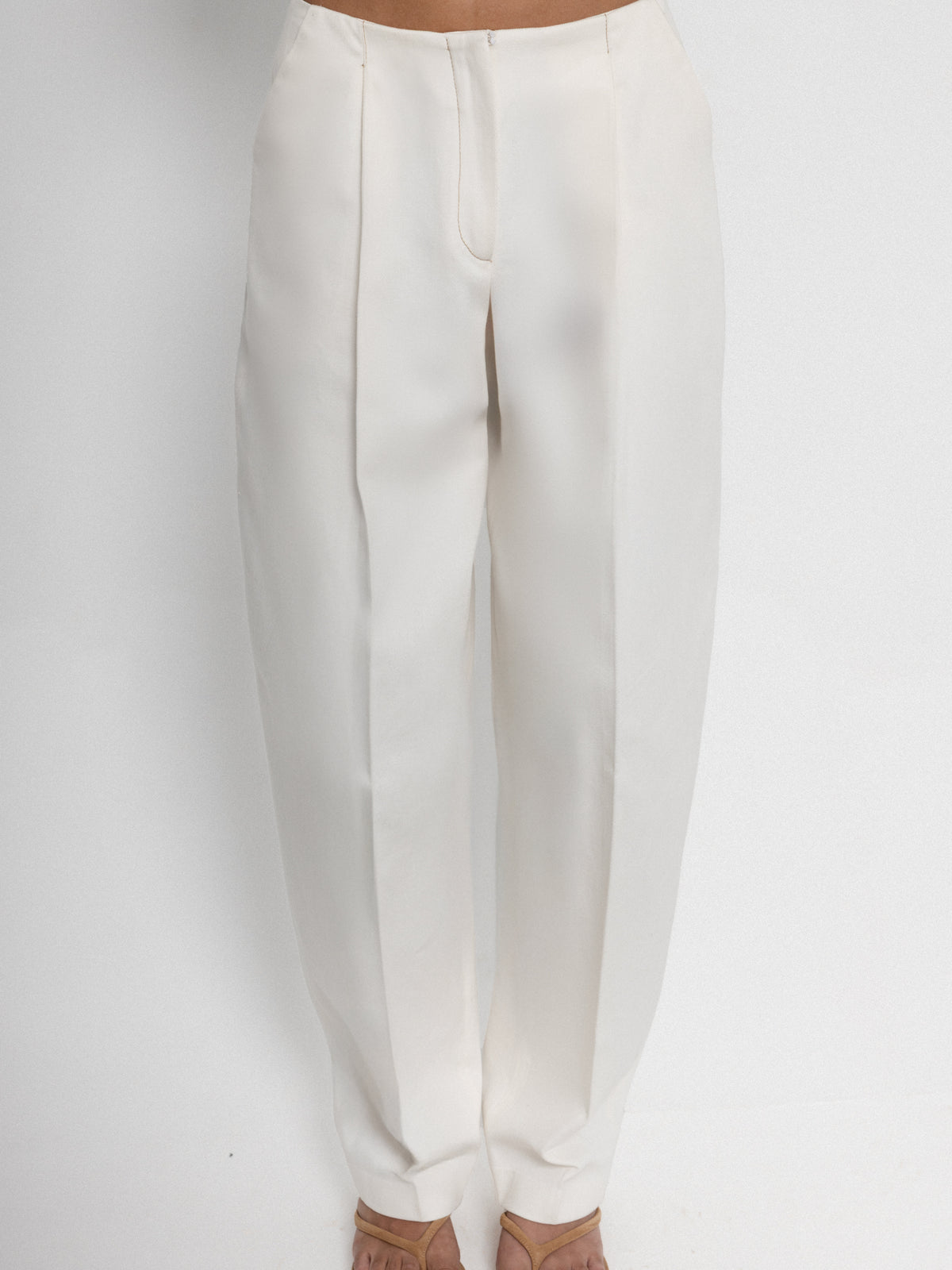 White Denim Balloon Pants