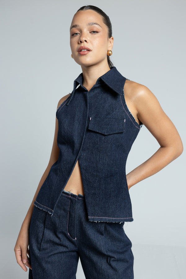 ANNA DENIM TOP