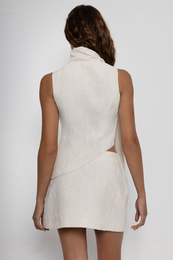 Essence Embroidered Beige Vest