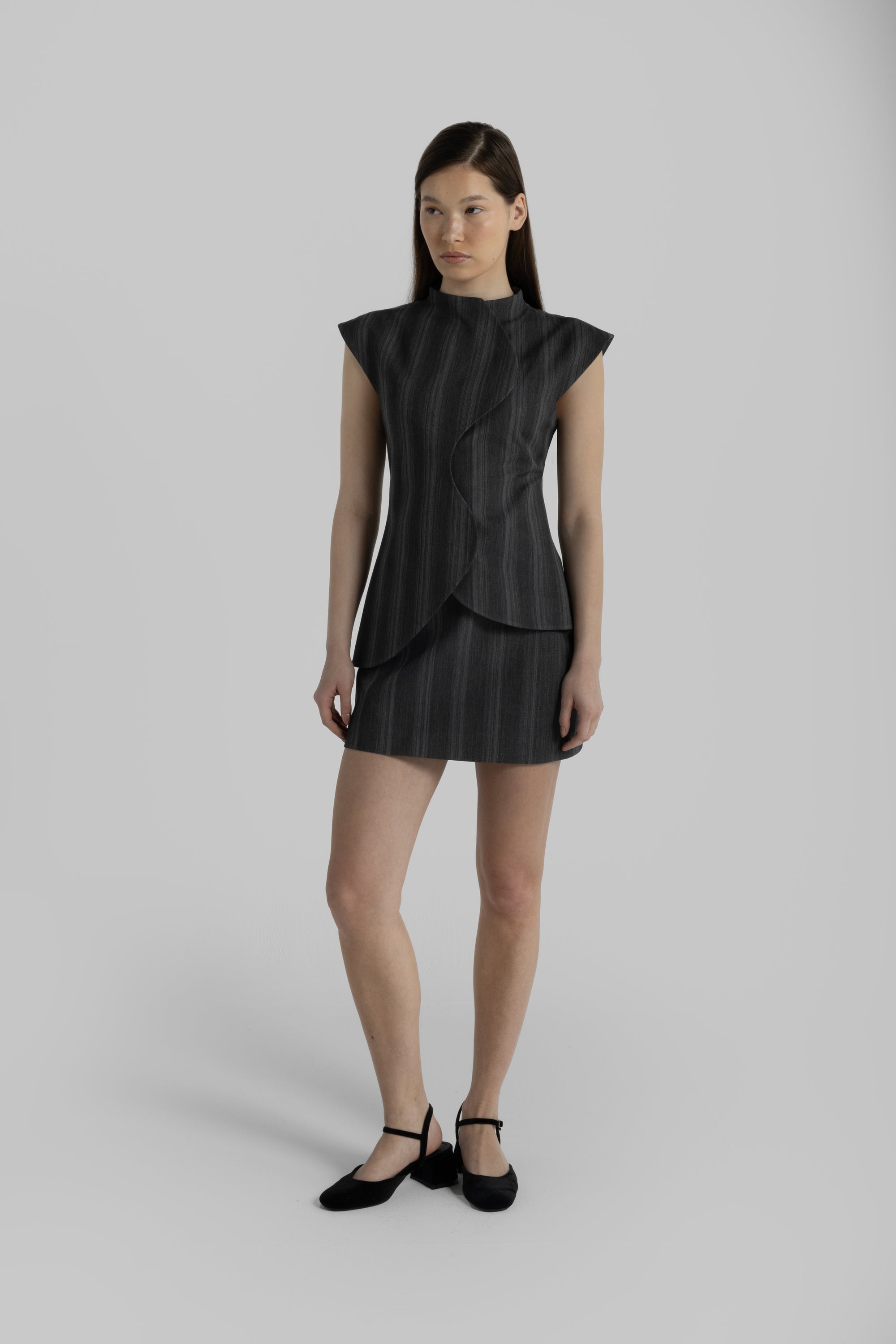 Gradient Grey Mini Skirt