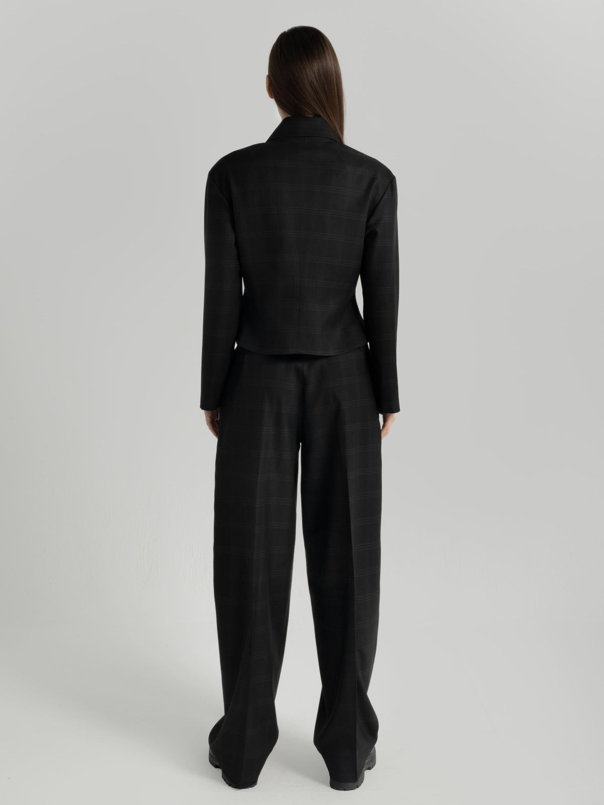 Black Checkered Relaxed Pants