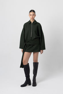 Slate Green Wool Mini Skirt