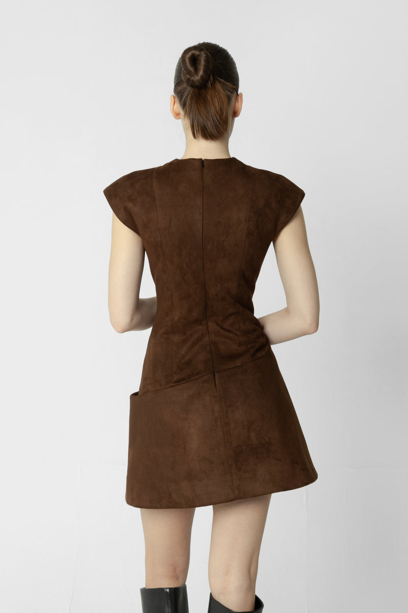 dark brown suede dress Liam Faux Suede Maxi Dress / Dark Chocolate | MESHKI main image 1
