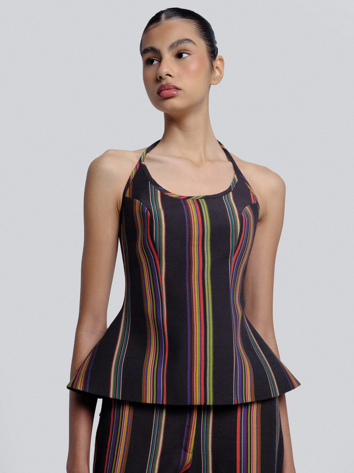 OLEA STRIPED HALTER TOP