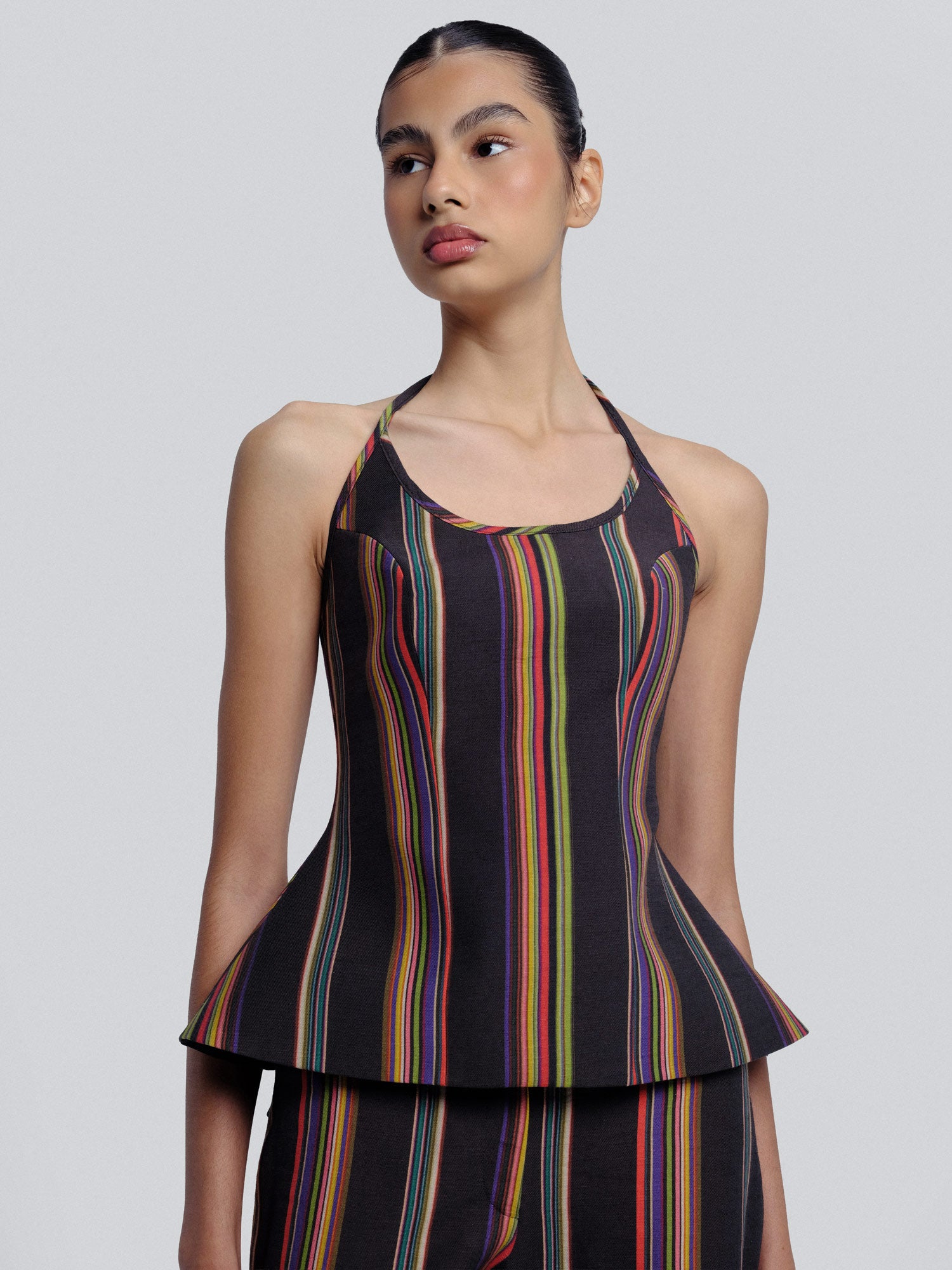OLEA STRIPED HALTER TOP