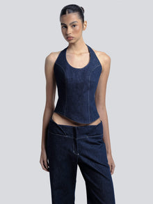 PALMA DENIM HALTER TOP